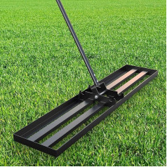 GAW Black Lawn Leveling Rake 48 x 10 collu 2,2 m rokturis Heavy Duty Base Plate Rake for Lawn Effortless Lawn Leveling Tool Izlīdzināšanas rīks pagalma piemājas dārzam Dārzs Golf Couse