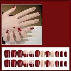 KEMKEY Red Wear Nails, Neujahrsmaniküre, fertige handgefertigte Nägel, Senior Sense of Handmade Nail Patches(8)