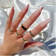 Sethexy French Coffin False Fingernails Balerīna False Nails Shiny Nails Stick On Acrylic Art Press on Nail Tips sievietēm un meitenēm