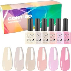 CONTIGO 6 populāras krāsas x 7,5 ml Eleganta un cienījama nagu laka Gel Nail Polish Soak Off UV LED