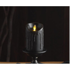 Luminara Black Wax Drip nedegoša LED sveces ar bateriju darbināmas kustīgas liesmas gaismas stabiņš bez aromāta īsta vaska ar pilienu malas taimeri (3 x 4,5 collas)