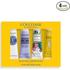 L'OCCITANE Quattro roku krēma dāvanu komplekts, sausai un bojātai ādai, vegāns un 98% viegli bioloģiski noārdāms, luksusa un tīra roku kopšanas līdzeklis visiem ādas tipiem, Amazon Exclusive Premium