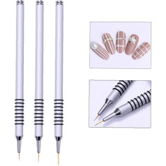 Oulensy UVGEL Liner Drawing Brush Flower Painting Acrylic Pen 7 mm / 9 mm / 11 mm Silver Handle Manikīra nagu mākslas rīks 3 gab.