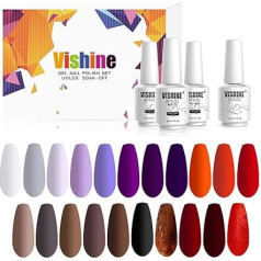 Vishine nagu želejas lakas komplekts sarkans violets violets brūns Nude Classic krāsu sērija iemērc UV LED laka Skaistumkopšana Nagu Māksla Izturīga 8 ml