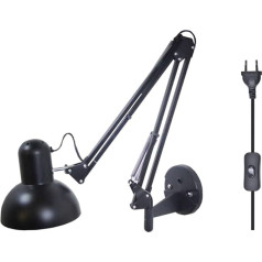 ACMHNC Industrial Vintage sienas lampa, izvelkama sienas lampa ar slēdzi, rustikāla iekštelpu E27 melna šūpoļu rokas sienas lampa Dzīvojamā istaba guļamistaba sienas gaisma, elastīga lasīšanas lampa, pagriežama pa kreisi/pa labi