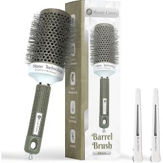 Beauty Carves apaļā birste, 53 mm cilindrs ar 2 klipšiem, apaļa birste ar elastīgu neilonu, 66 sari, nano jonu sari, karstumizturīga tehnoloģija profesionālai lokšņu veidošanai, ieveidošanai un ieveidošanai.