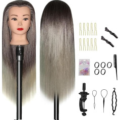 Aofadaning Haarpuppenkopf - DIY-Set mit kostenlosen Tischclips - Perfekt für Visagisten, Teenager-Mädchen und Friseure - Mannequinkopf mit Haaren zum Üben und Kreativ werden (Braun2)