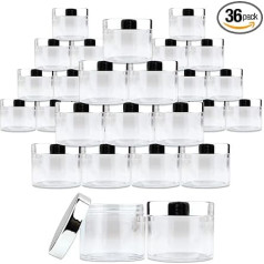 Beauticom 60 g/60 ml Premium Runde Transparent Auslaufsicher Kunststoff Behälter Gläser für Reise Aufbewahrung Make-up Kosmetik Lotion Peelings Cremes Öle Salben, silber