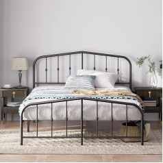 ‎Zinus Zinus Heidi metāla gultas rāmis ar galvgaldu un kāju daļu | 180 x 200 cm | Melns | 31 cm augstums | Tērauda platforma matračiem | Viegla montāža
