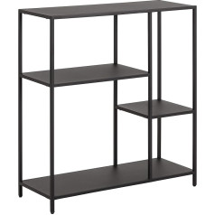 Ac Design Furniture Norbert asimetrisks dubults grāmatu plaukts ar 3 plauktiem, W 79,5 x H 86 x D 30 cm, melns, metāls, iepakojums 1 gab.