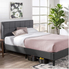 ‎Zinus Zinus Lottie gulta 180 x 200 cm - Gultas rāmja augstums 35 cm - polsterēts platformas gultas rāmis ar koka redeļu līstīšu turētāju - pelēks
