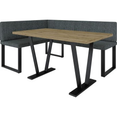 ‎Furnistar Akiko metāla stūra sols ar galdu Jūsu ēdamistabai, virtuvei, moderns, atpūtas zona, ēdamistabas stūrītis, virtuvei, birojam, viesistabai, izturīgs un spēcīgs, (INARI 96, 168 x 128 kreisais)
