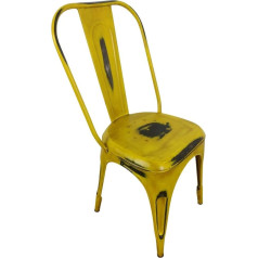 Indoortrend Retro metāla Bistro krēsls, saliekams, Vintage dizains, saliekams krēsls ar industriālu izskatu ēdamistabai, virtuvei, balkonam, izturīgs virtuves krēsls, lietots izskats, metāla krēsls ar atzveltni, krāsa: dzeltena