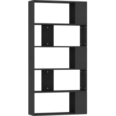 Vidaxl Grāmatu plaukts, telpu sadalītājs ar 5 lieliem nodalījumiem, sienas plaukts, stāvošs plaukts, dokumentu plaukts, telpu sadalītājs, biroja plaukts, melns, 80 x 24 x 159 cm, koka materiāls