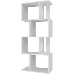 Vbchome Balts biroja plaukts ar 4 nodalījumiem, 60 x 140 x 30 cm, grāmatu plaukts, grāmatu skapis, plaukts, koka materiāls, universāls skapis priekšnamam, guļamistabai, viesistabai, bērnu istabai,