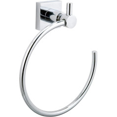 Tesa HUKK Towel Ring hromēts ovāls dvieļu turētājs ar hromētu pārklājumu, paredzēts montāžai pie sienas bez urbšanas Ietver līmēšanas šķīdumu 177 mm x 200 mm x 70 mm