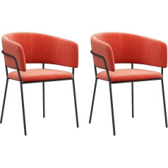 Homcom 2 ēdamistabas krēslu komplekts, virtuves krēsli ar tērauda kājām, samta sēdeklis ēdamistabai, viesistabai, virtuvei, izmēri: 57L x 53W x 73H cm, oranža krāsā.
