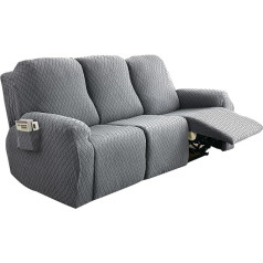 ‎Zrcyxdw ZRCYXDW Spandekss Stretch krēsla aizsarglīdzeklis atpūtas krēslam ar 3 sēdvietām, mīksts, 8 krēslu pārvalku komplekts, atpūtas krēslam ar sānu kabatām, mazgājams dzīvojamai istabai, gaiši pelēks, 3 sēdvietas