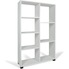 Dmora Asimetrisks grāmatu plaukts ar 7 plauktiem, plaukts grāmatām un dokumentiem, grāmatu plaukts birojam, ražots Itālijā, 90 x 24 x H 99 cm, balināts ozols