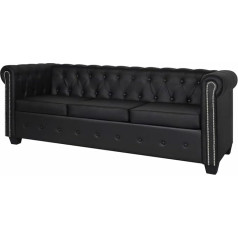 Xichuzi Chesterfield dīvāns 3 sēdvietas Dīvāns dzīvojamai istabai Dzīvojamās istabas dīvāns dzīvokļiem Lielie dīvāni Dīvāns mākslīgās ādas melns