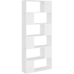 Vidaxl Grāmatu skapis, Telpu dalītājs, Sienas plaukts, Grāmatu skapis, Biroja plaukts, Dokumentu plaukts, Uzglabāšanas plaukts, Telpu dalītājs, Balts, 80 x 24 x 186 cm, Koka materiāls
