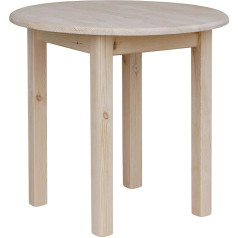 K Koma Apaļš priedes pusdienu galds Virtuves galds Ēdamgalds Masīvkoka restorāns Neapstrādāts (80 cm)