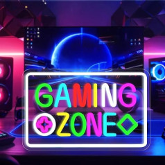 HOTUT Spēļu zonas neona zīme, krāsaina LED spēļu neona gaisma, LED neona zīme sienas dekoram, neona gaismas zīme spēļu zonai, spēļu istabai, guļamistabai, bāram Dāvanas spēlētājiem, vīriešiem