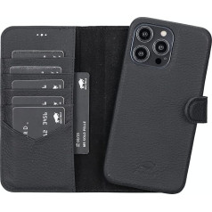 Solo Pelle Ādas futrālis saderīgs ar iPhone 14 Pro Max 6,7 collu izmērā Noņemams futrālis (2-in-1) ar karšu slotu oriģinālajam Apple iPhone 14 Pro Max 6,7 collu izmērā (melns, matēts, āda)