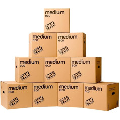 StorePAK Eco arhīva glabāšanas kastes ar rokturiem - (10 gab.) - 33 litri - 100% pārstrādājamas - H 31 x W 33 x D 33 cm - vidēja izmēra