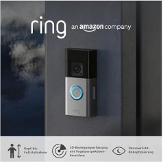 Ring Battery Video Doorbell Pro | Bezvadu video durvju zvana drošības kamera ar skatu no galvas līdz kājām, 3D kustības noteikšanu, krāsu nakts redzamību, Wifi, 30 dienu bezmaksas izmēģinājuma versija Ring Home