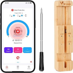 Termometrs Bluetooth signāls 100 m Gaļas termometrs Bezvadu grila termometrs Gaļas cepšanas termometrs cepeškrāsns grilam Virtuves grils BBQ Smoker Rotisserie, vācu iOS/Android saderīga lietotne