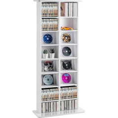 VEVOR multivides uzglabāšanas skapis, 8 slāņu DVD plaukts, ietilpība līdz 464 CD, regulējami CD plaukti ar 16 nodalījumiem, aizsargā un organizē mūzikas, filmu, videospēļu vai atmiņu kolekcijas, balts