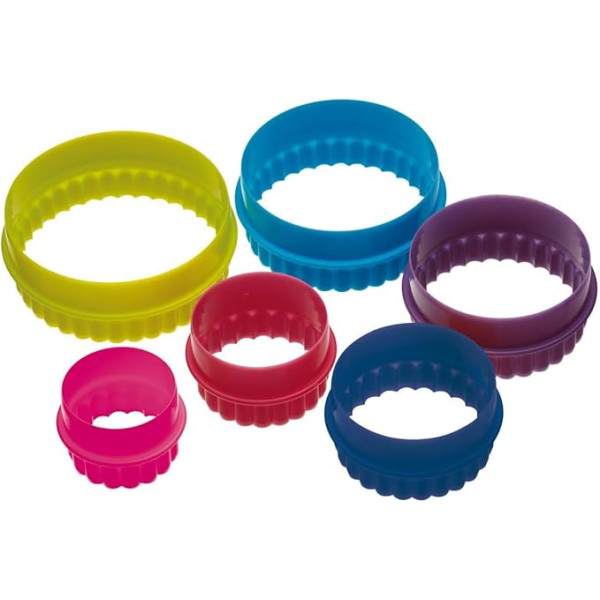 Colourworks Plastmasas vienkāršie un rievotie apaļie cepumu griezēji (6 gab.)