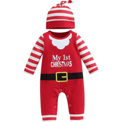 Geagodelia Baby Boys Meitenes Romper Jumpsuit, bērnu apģērbs, miega Romper, jaundzimušo mīksto apģērbu Ziemassvētku apģērbs, mans pirmais Ziemassvētku apģērbs, mans pirmais Ziemassvētku