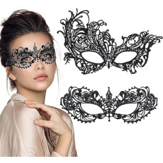 dinghaole 2 Stück Spitze Maske, Schwarz Sexy Lace Augenmaske für Frauen, Venezianische Maske Spitze Damen, Lace Maske Halbes Gesicht Maske für Karneval Party Kostüm Maskenball Frau Mädchen
