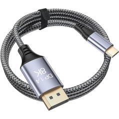 Siwket USB C uz DisplayPort kabelis 3M, 8K@60Hz 30Hz 4K@240Hz 144Hz HDR VRR Thunderbolt 4 3 DP1.4 kabelis saderīgs ar MacBook Pro Air M1 M2 iPad Pro Air 5 Surface Pro 8 Galaxy S23 S22 Ultra