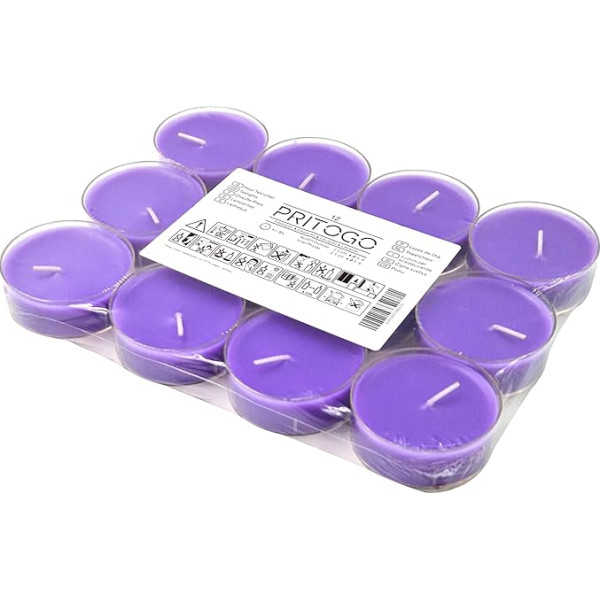 Pritogo Maxi aromātiskās tējas lampas (12 gab. iepakojumā) Plastmasas vāciņš 4 stundas degšanas laiks Tējas lampas XXL diametrs 5,8 x 2,3 cm