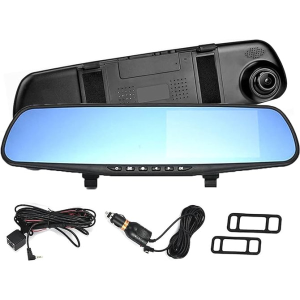 Automašīnas priekšējās un aizmugurējās domofonu kameras Dual Lens HD 1080P 4. 3 collu Car DVR Rear View Mirror Camera Dash Cam Video Recorder Motion Detection Loop Recording