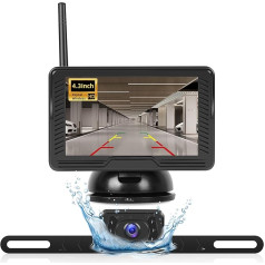 NHOPEEW Bezvadu atpakaļgaitas kameras komplekts ar 4,3 collu IPS atpakaļgaitas kameras monitoru - ūdensizturīga IP69 nakts redzamības atpakaļgaitas kamera automašīnai, kravas automašīnai, autofurgonam, piekabei