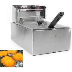Levkitch Elektriskā nerūsējošā tērauda dubultā fritēze 1 x 5,5 l tvertne ar aukstās zonas funkciju un regulējamu karstuma līmeni (1 x 5,5 l)