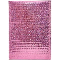 WENYOG Versandtaschen 50 Stück Laser-Silber-Versandumschläge, wasserdichte Kuriertasche, gepolsterte Luftpolsterumschläge, Verpackungsbeutel for den Versand(Rose red,18 * 23cm)