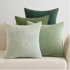 EMEMA Velvets spilvenu pārvalki, dekoratīvi, mīksti, dīvānam, krēslam, mājai, guļamistabai, 4 komplekti, 50 x 50 cm, salvija zaļa sērija