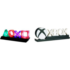 Paladone Playstation ikonu gaisma ar 3 gaismas režīmiem - muzikāli reaģējošs spēļu istabas apgaismojums, 31 x 7 x 11 cm un Xbox ikonu gaisma, kolekcionējams Xbox logotips
