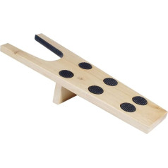 Kaps koka zābaku domkrats ar gumijas ieliktni - izturīgs un stabils apavu un zābaku izvilcējs ar neslīdošiem gumijas tapām - apavu domkrats, piemēram, zābakiem, zābakiem, jāšanas zābakiem un Velingtonas zābakiem, brūns