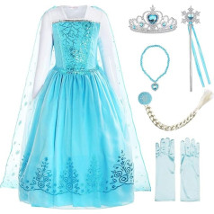 ReliBeauty Mädchen Kleid Prinzessin Langarm Falten Pailletten Schneeflocken Kostīms