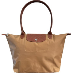 Dizaineru stila īstas ādas apdares salokāms neilona viegls Zip Up Tote Bag ar 2 iekšējās plakanas kabatas