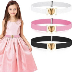UILYNIU 4 Stück Elastische Gürtel für Mädchen, Kinder Stretch-Gürtel, Stretch Gürtel Modischer Schnellverschluss Herz Schnalle Bund Taillengürtel, Elastische Kindergürtel für Kleider JeansHose
