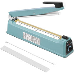 Flexzion Impulse Sealer 300mm 350W - ar roku darbināms rokas plastmasas maisiņu sildītājs ar termomagu/regulējamu taimeri, pārnēsājams ar rezerves rokturi un teflona lentu