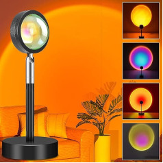 Saulrieta lampa, projektora varavīksnes gaisma, 360 grādu rotējoša projekcijas LED nakts gaisma selfijiem/fotogrāfijai/mājoklim/guļamistabas dekoram/dzīvojamai istabai, USB nakts gaisma (6 krāsas)