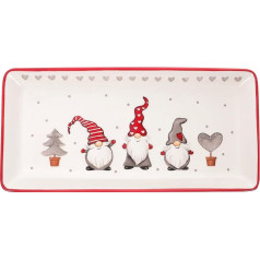 Angoily Ziemassvētku keramikas apkalpošanas paplātes Ziemassvētku rūķu dizains Taisnstūra porcelāna šķīvji Salātu deserta paplāte 11x5 collas